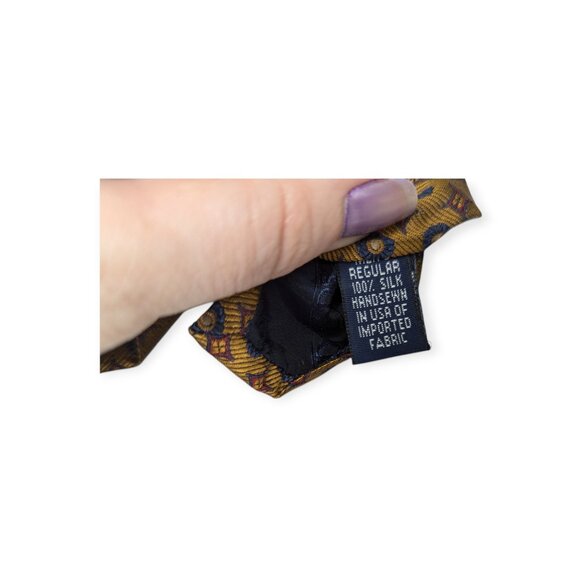 Land's End Gold & Navy Men's Silk Tie - Picture 5 of 6